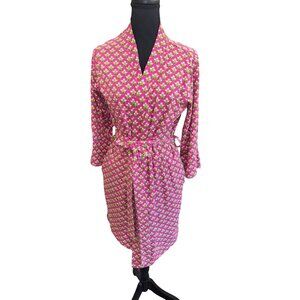 Vera Bradley Pink Green Soft Floral Print Cotton Blend Robe S/M Lightweight